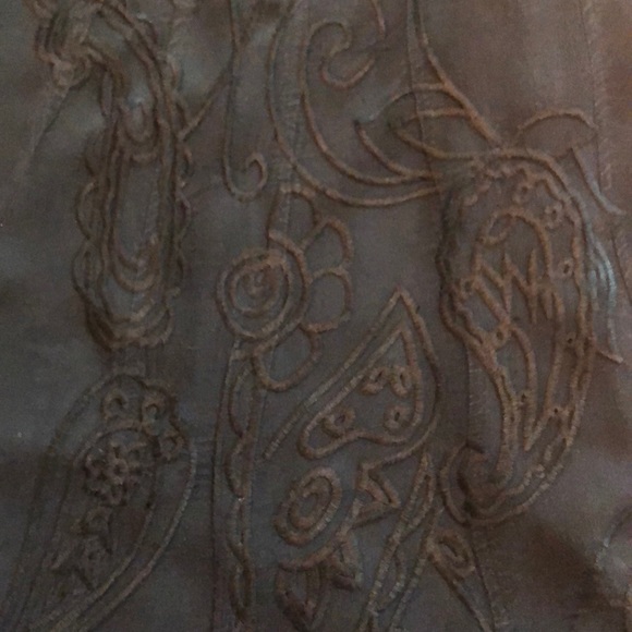 BLA PAISLEY EMBROIDERED GORED CREPE SKIRT - Picture 6 of 7